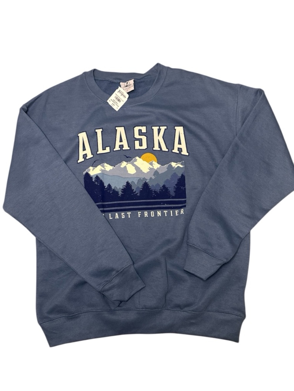 Alaska Graphic Crewneck Sweatshirt - Slate Blue New With Tags Size Large
